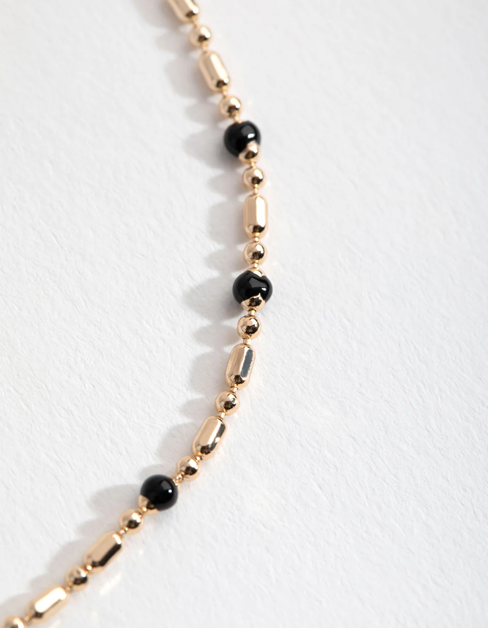 Gold Black Bead Chain Anklet - Image 2
