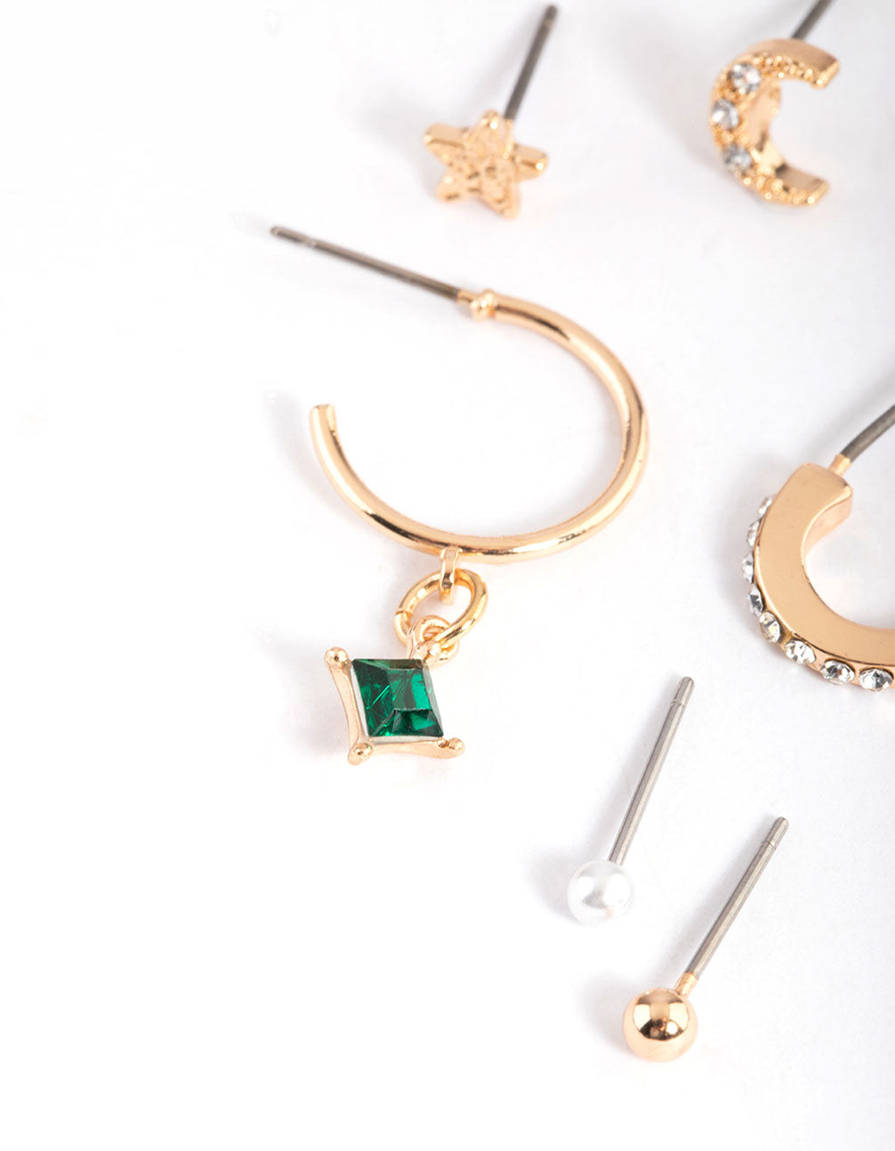 Gold Dainty Celestial Stack Earrings - Image 2