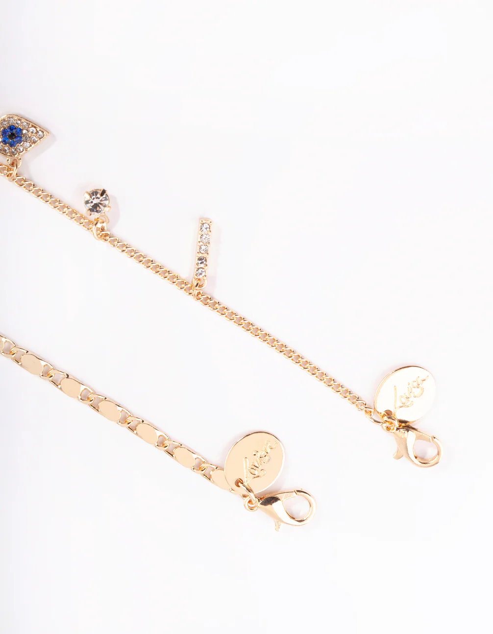 Gold Evil Eye,Hamsa & Chain Charm Anklet Pack - Image 3
