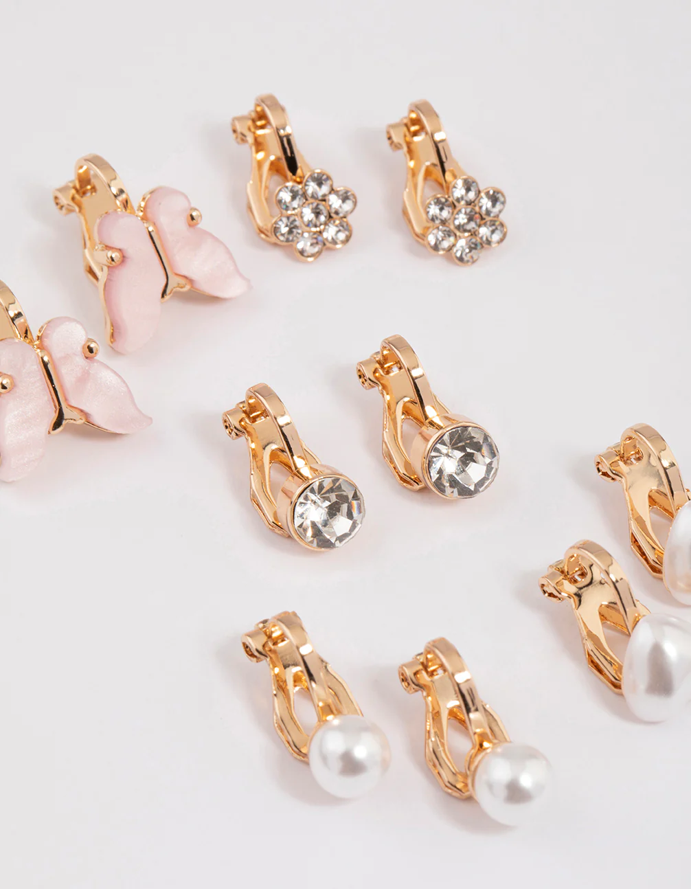 Gold Garden Motif Clip On Earrings 5-Pack - Image 2