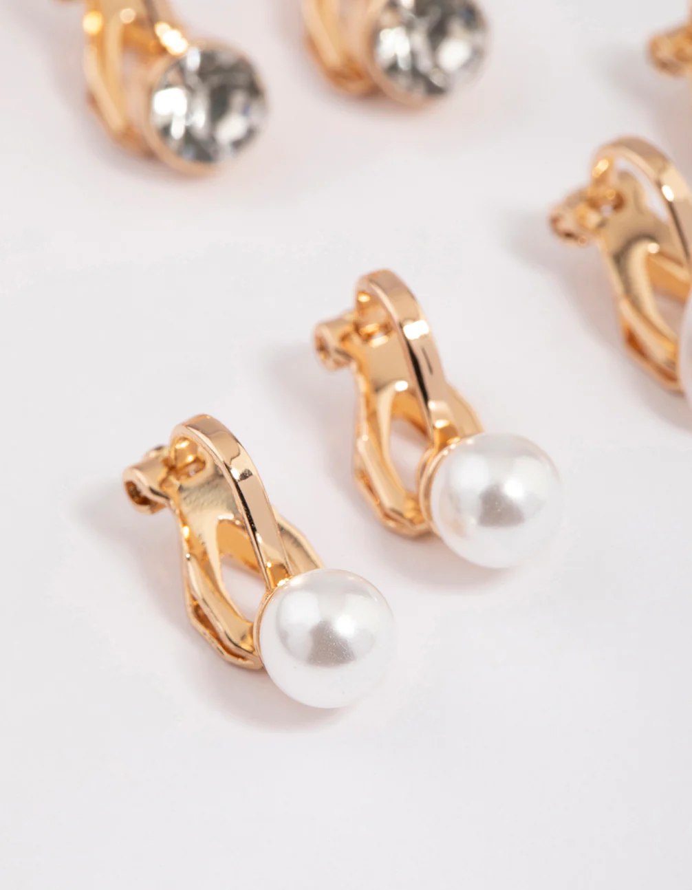 Gold Garden Motif Clip On Earrings 5-Pack - Image 3