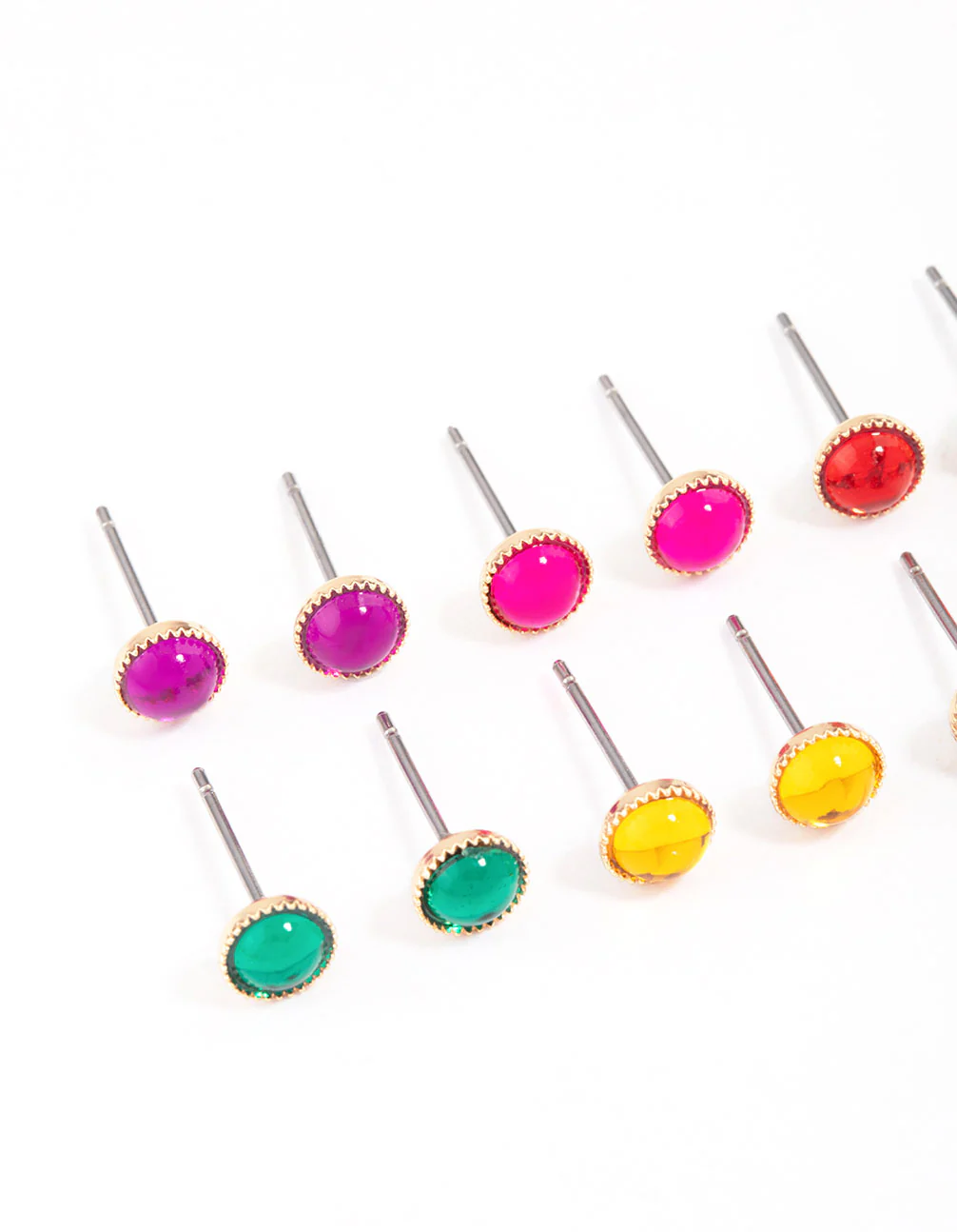 Gold Mini Dome Stud Earrings 8-Pack - Image 2