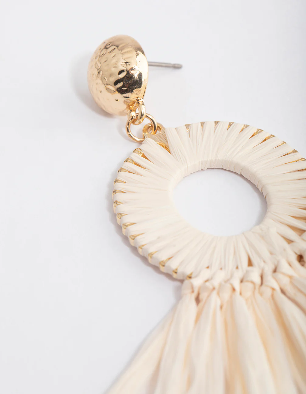Gold Oval Fan Drop Earrings - Image 3