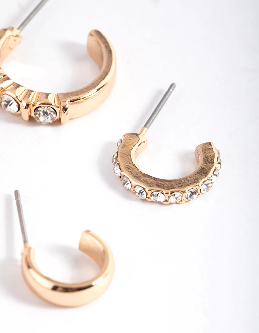 Gold Statement Glitter & Diamante Stack Earrings - Image 3