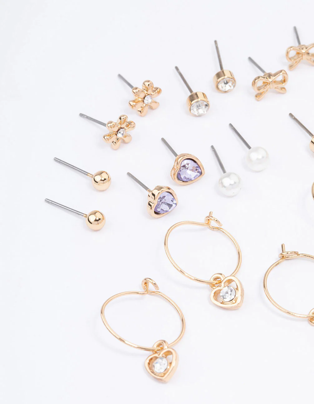 Gold Stone Bow & Floral Earring 12-Pack - Image 2