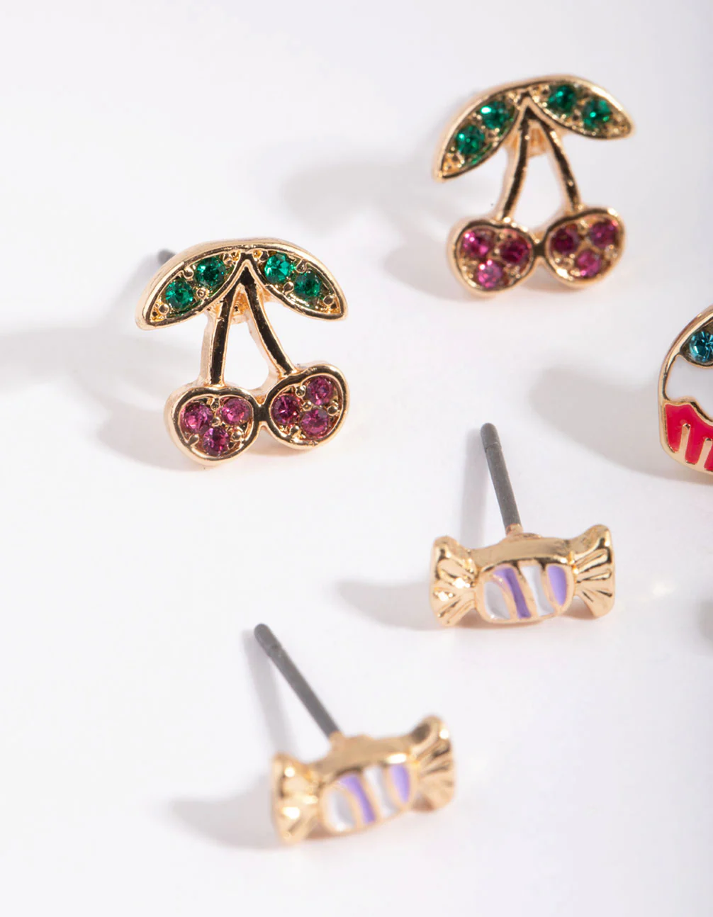 Gold Cherry & Sweets Stud Earring Pack - Image 4