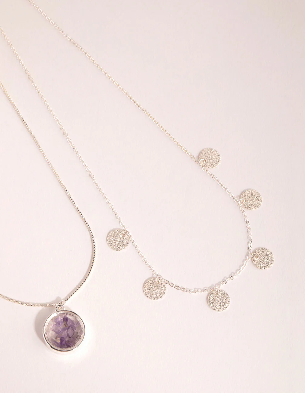Silver Amethyst Shaker Necklace - Image 4