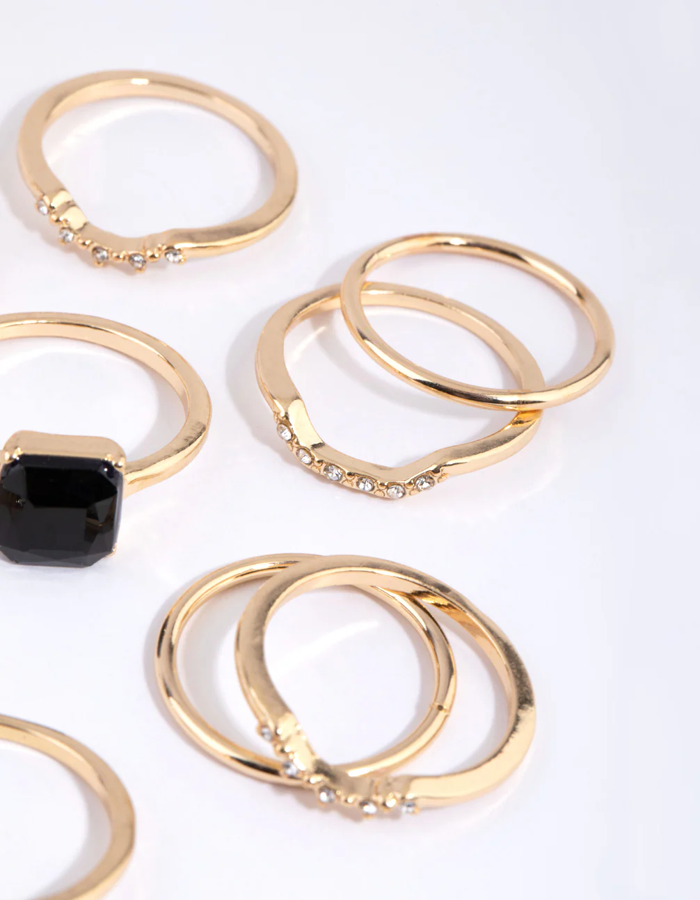 Gold Black Diamante Mixed Ring Pack - Image 2
