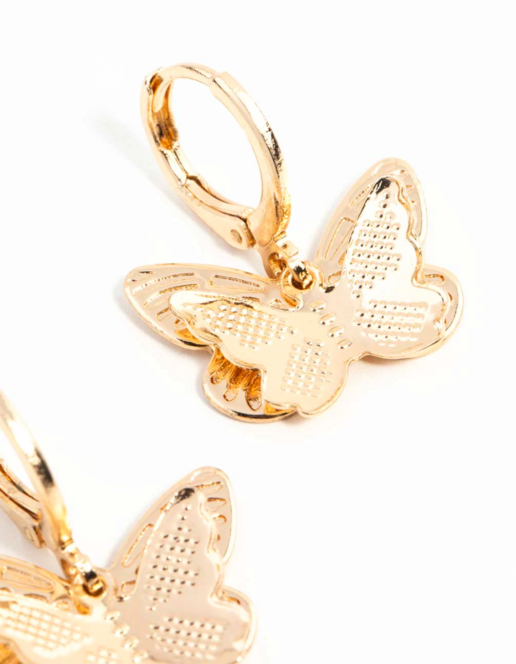 Gold Double Butterfly Stamp Huggie Earrings - Image 18