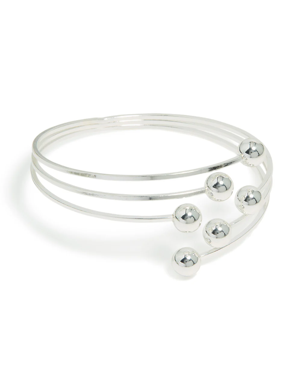 Silver Ball Layered Wrap Around Bangle