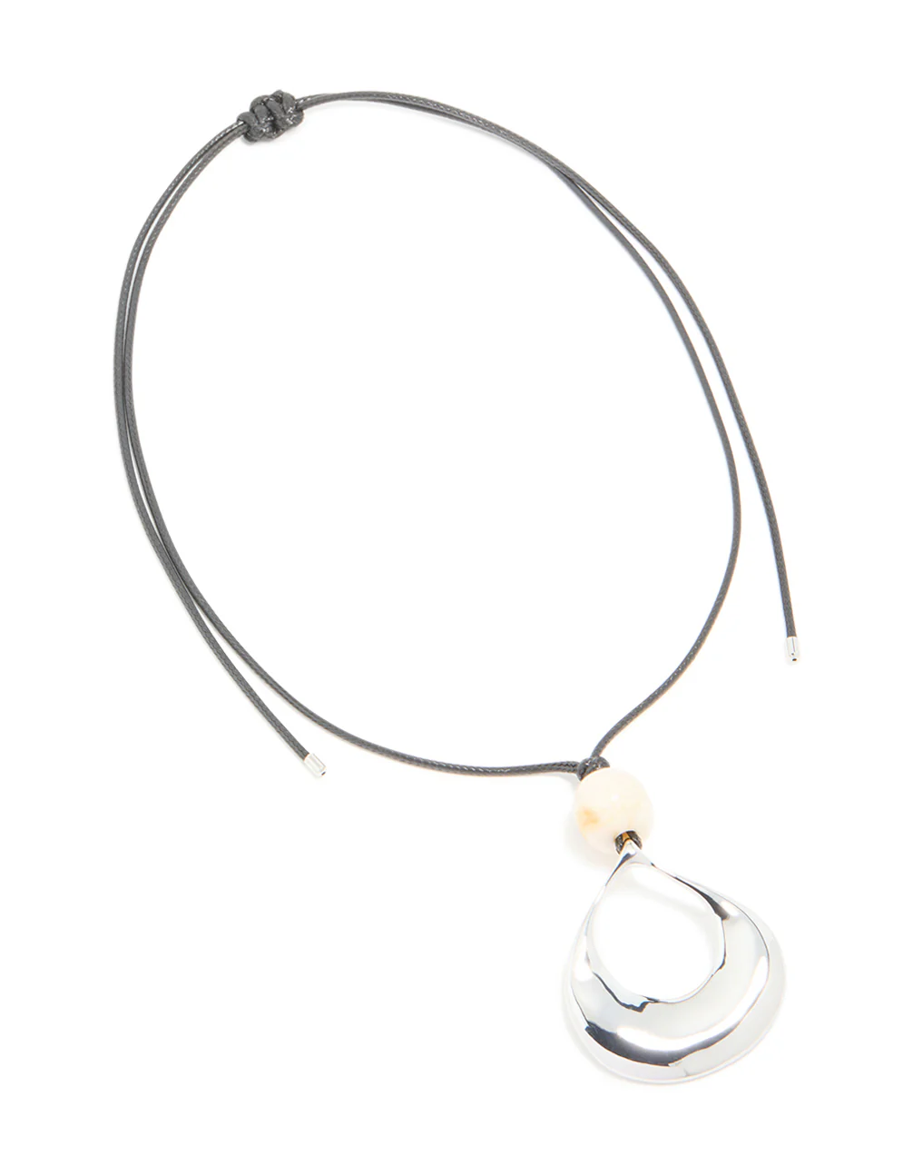 Silver & Beaded Open Pendant Necklace - Image 2