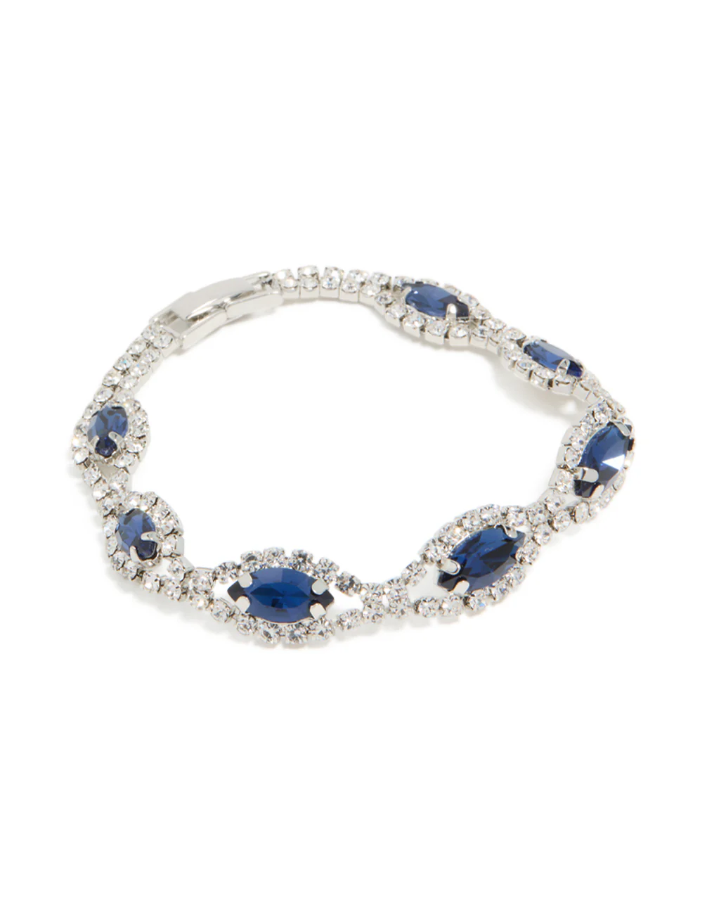 Silver Blue Diamante Shiny Pears Bracelet - Image 2