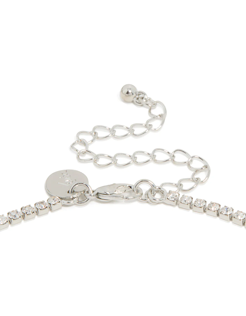 Silver Blue Diamante V-Shaped Pendant Necklace & Earrings Set - Image 3