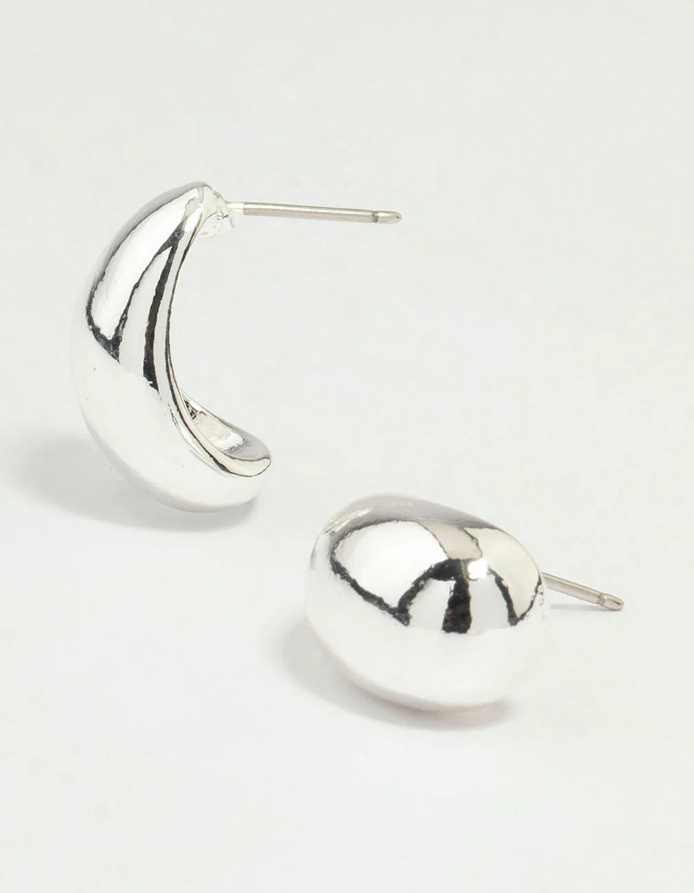 Silver Chubby Huggie Earrings