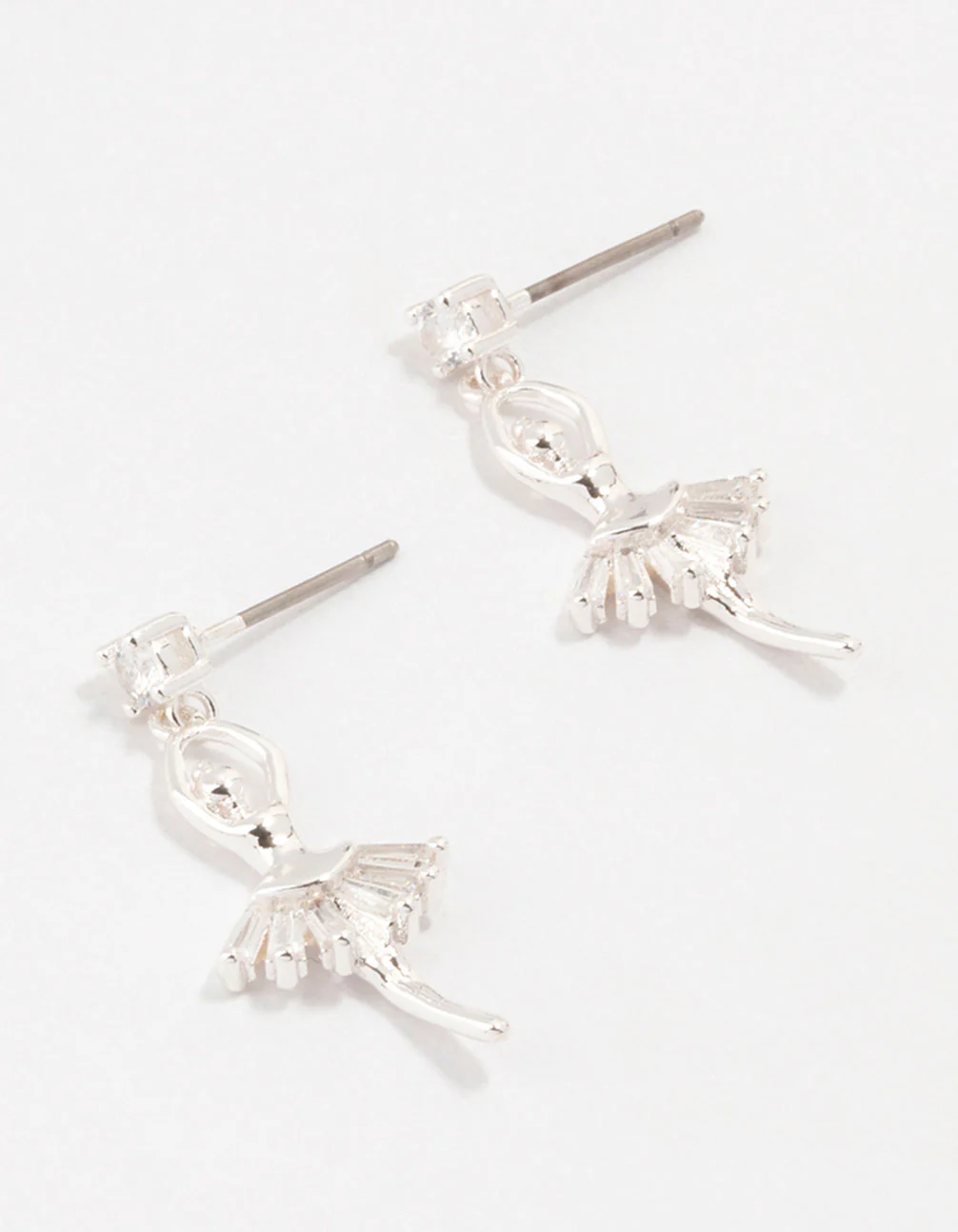 Silver Cubic Zirconia Ballerina Drop Earrings
