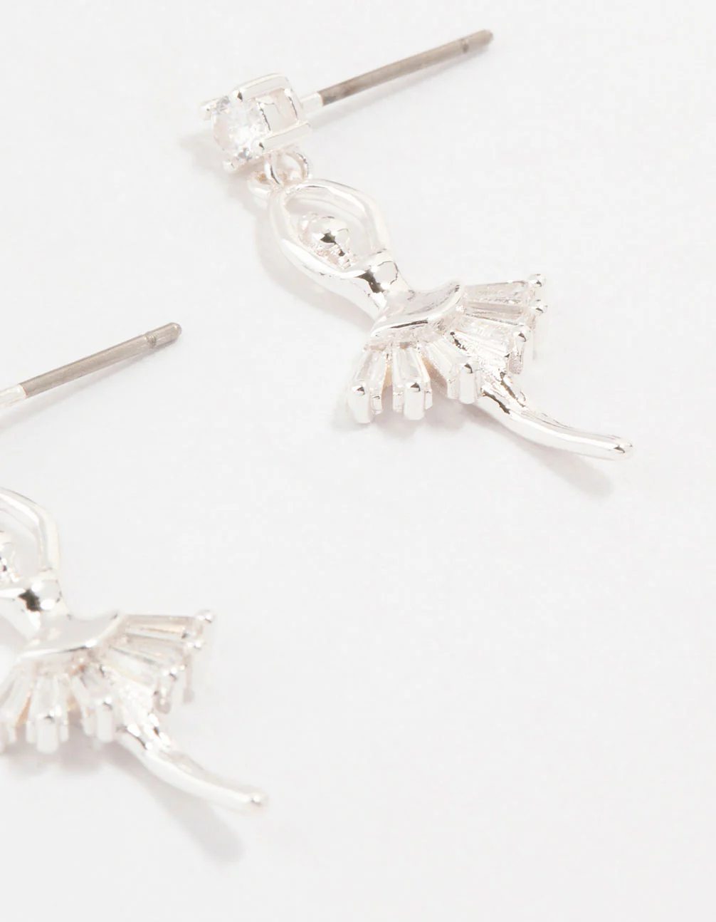 Silver Cubic Zirconia Ballerina Drop Earrings - Image 3