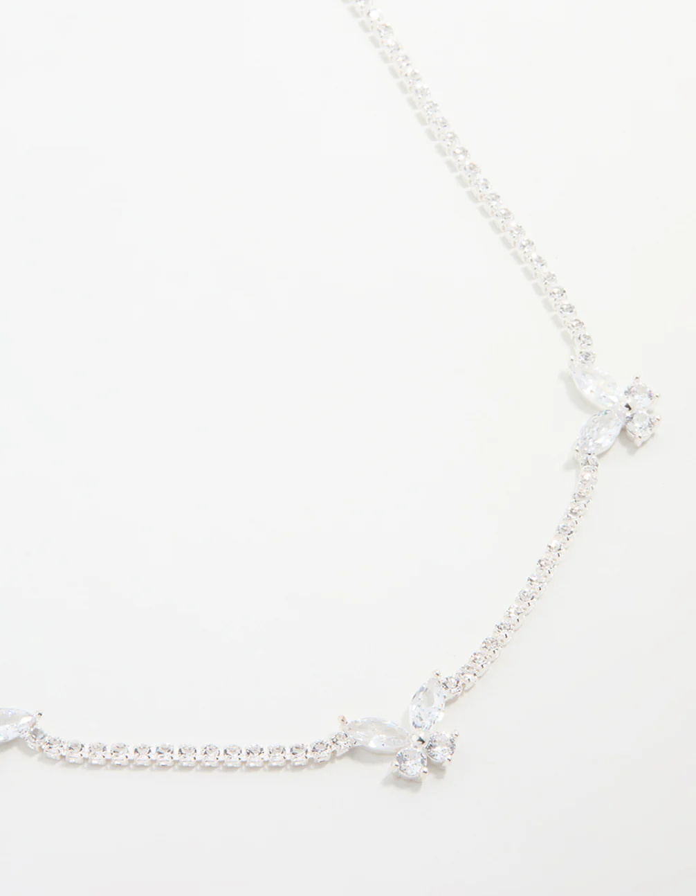 Silver Cubic Zirconia Butterfly Charm Necklace