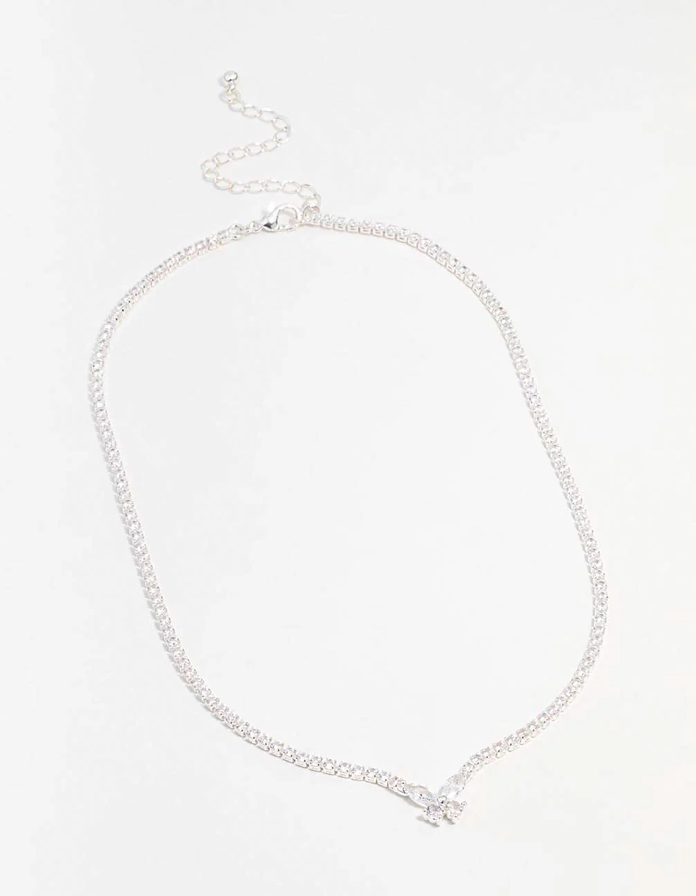 Silver Cubic Zirconia Butterfly Necklace - Image 2
