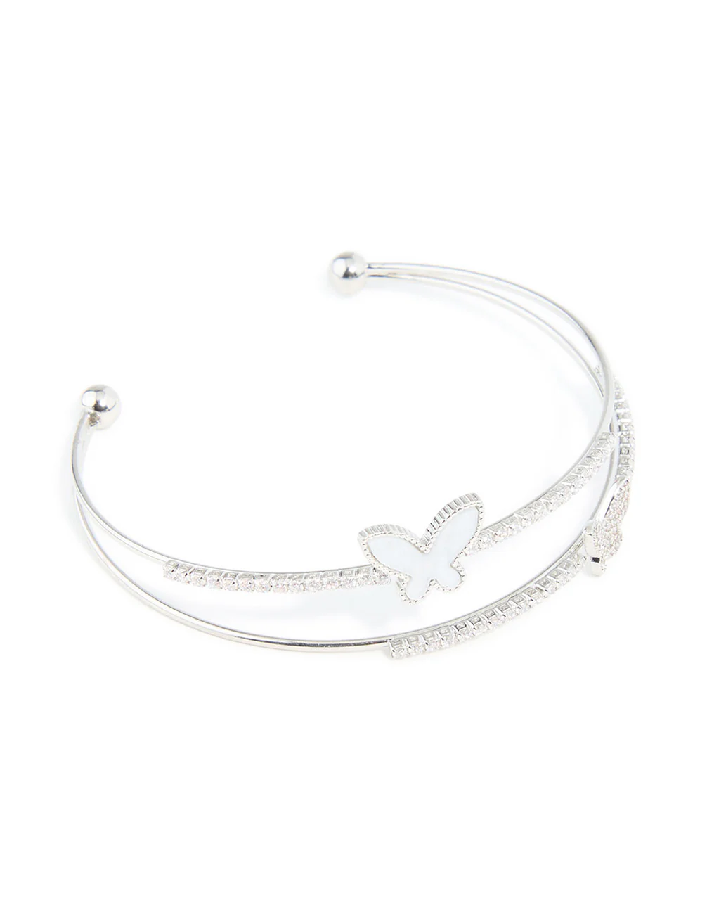 Silver Cubic Zirconia Butterfly Wrist Cuff