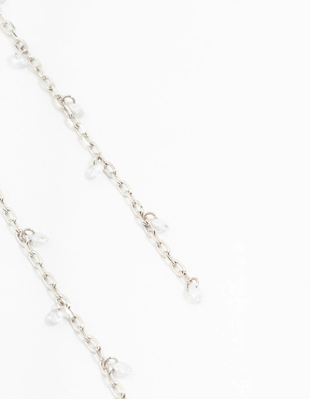Silver Cubic Zirconia Chain Drop Earrings - Image 3