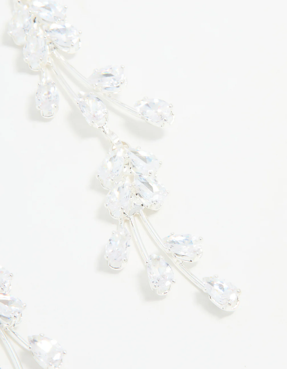 Silver Cubic Zirconia Fan-Shaped Drop Earrings - Image 5