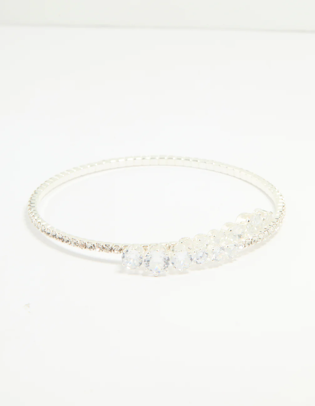 Silver Cubic Zirconia Front Detail Wrist Cuff