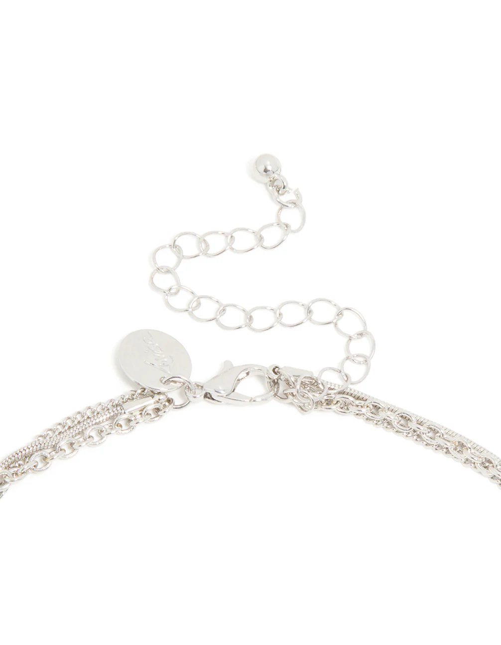 Silver Cubic Zirconia Heart & Teardrop Pendant Layered Necklace - Image 3