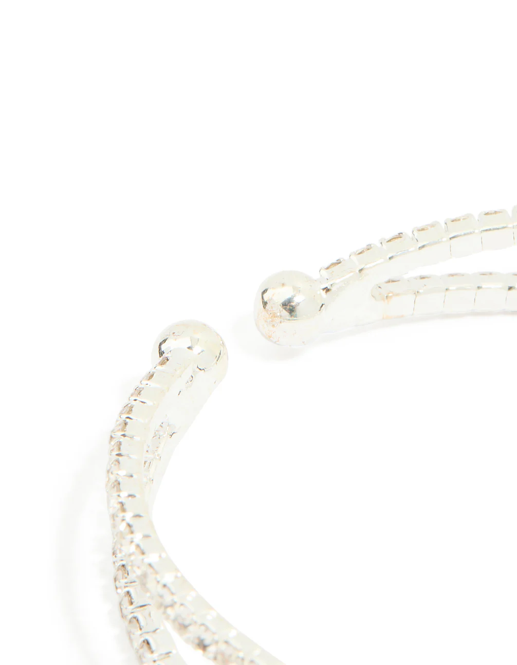Silver Cubic Zirconia Leaf Floral Wrist Cuff - Image 5