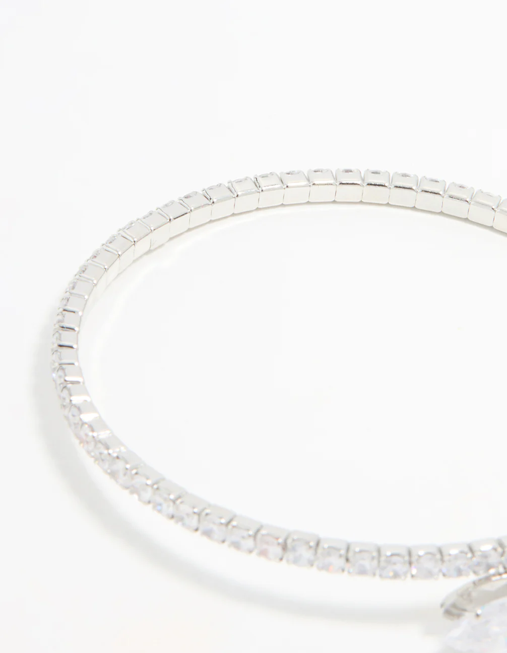 Silver Cubic Zirconia Marquise Layered Bangle - Image 3