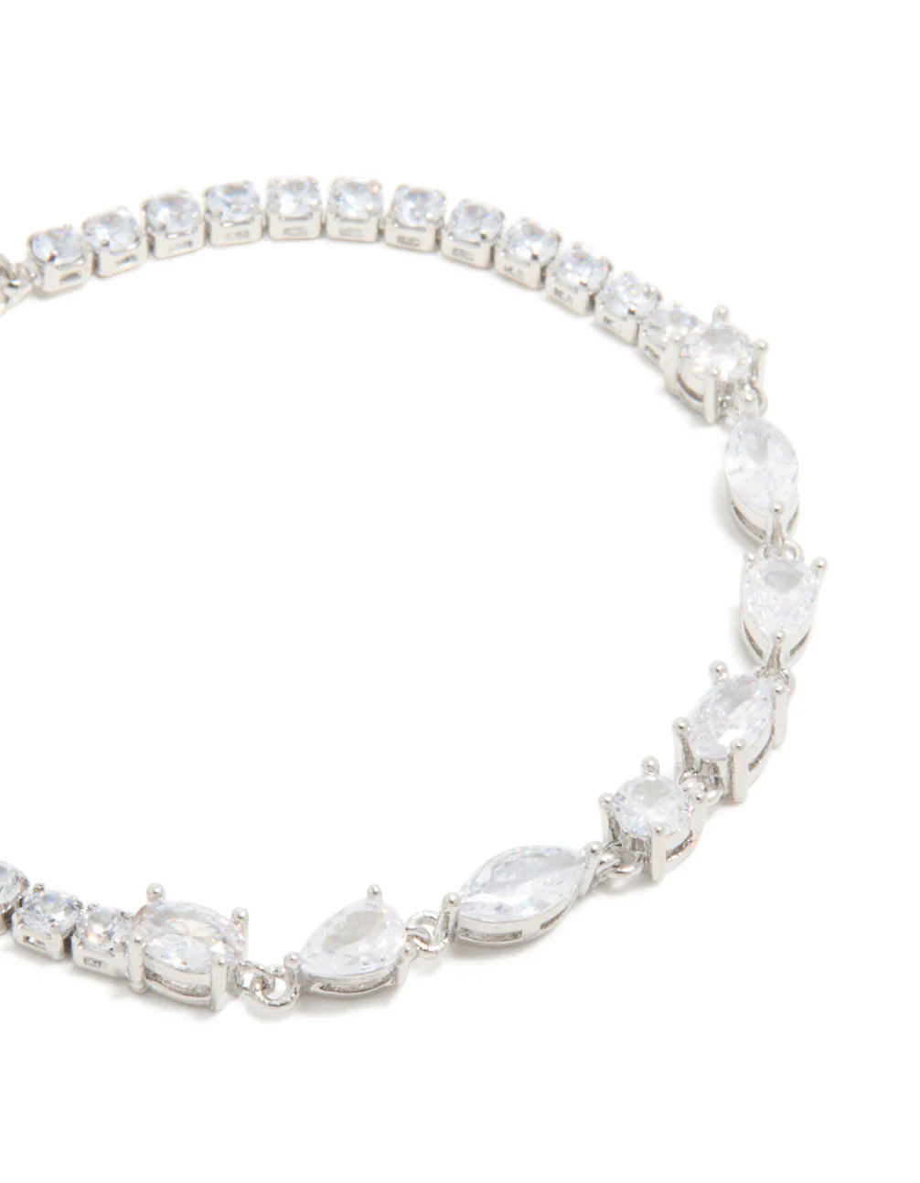 Silver Cubic Zirconia Mixed Shape Bracelet - Image 4