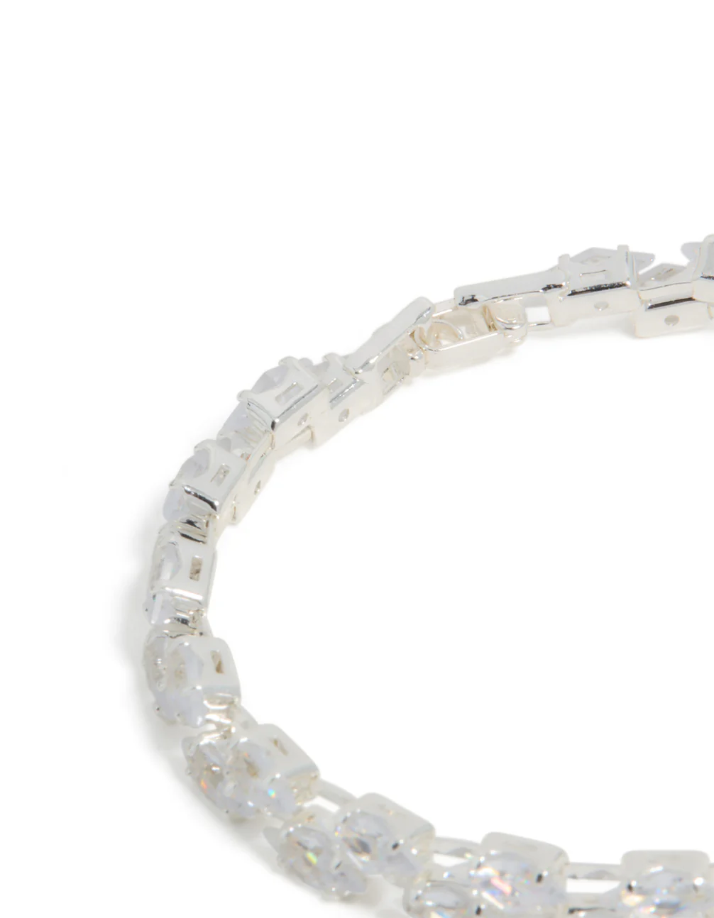 Silver Cubic Zirconia Navette Tennis Bracelet - Image 5