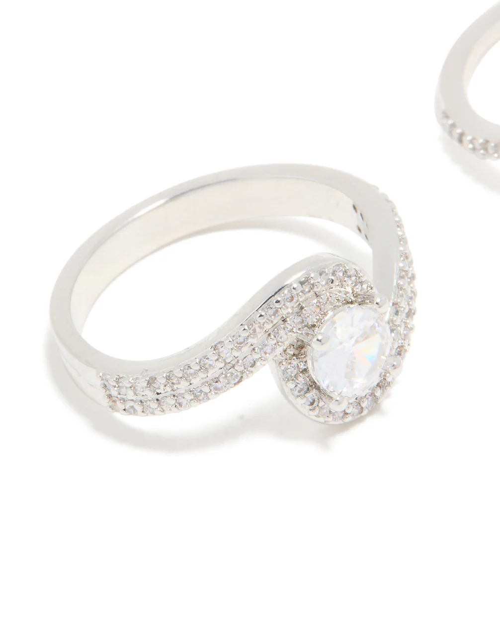 Silver Cubic Zirconia Puzzle Stacking Rings 2-Pack - Image 2