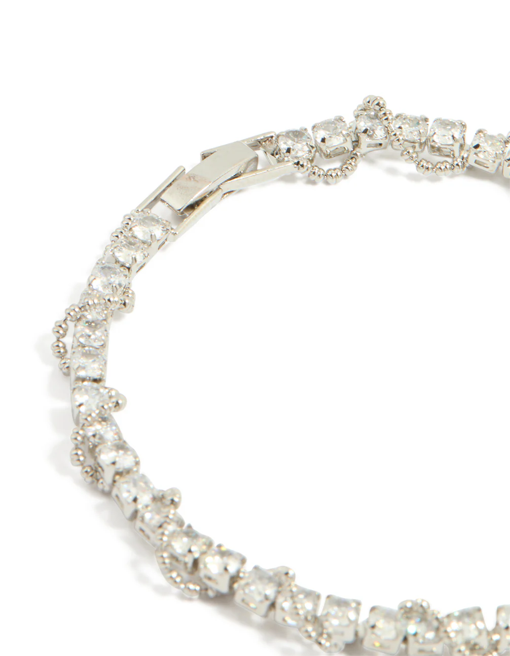 Silver Cubic Zirconia Twine Tennis Bracelet - Image 3