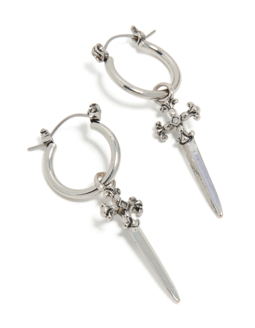 Silver Dagger Hoop Earrings - Image 2
