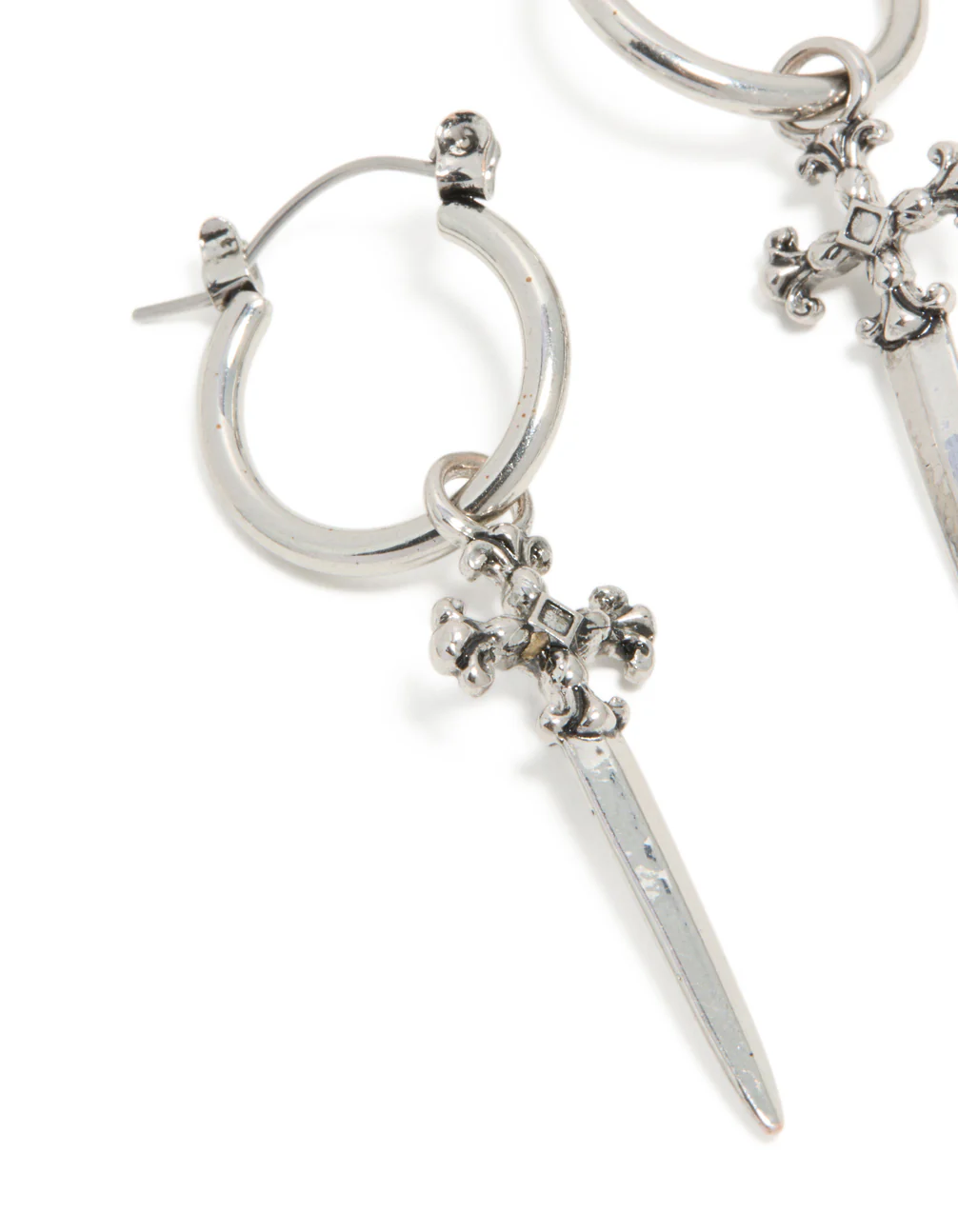 Silver Dagger Hoop Earrings - Image 4