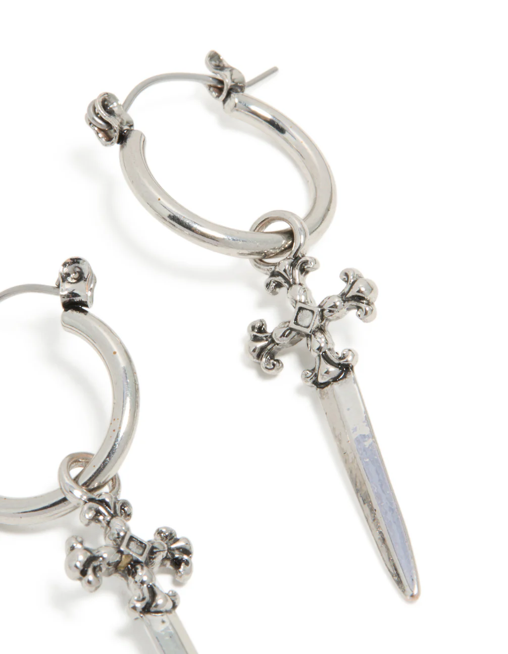 Silver Dagger Hoop Earrings - Image 5