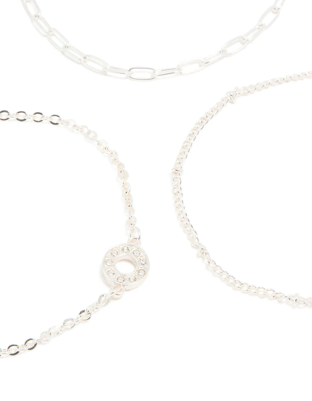 Silver Diamante Circle & Chain Bracelets 3-Pack - Image 3