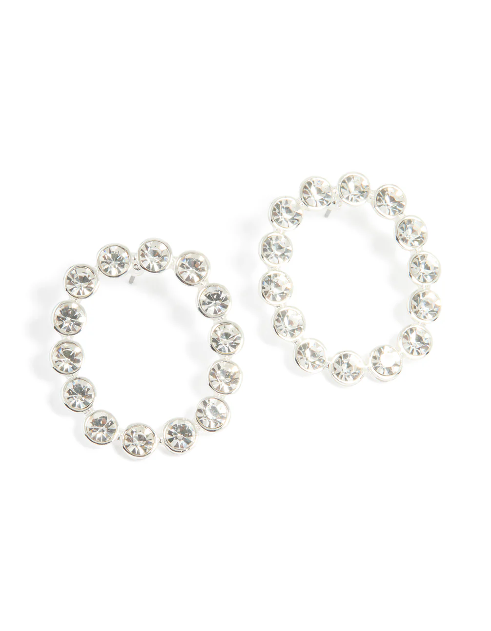 Silver Diamante Circle Stud Earrings