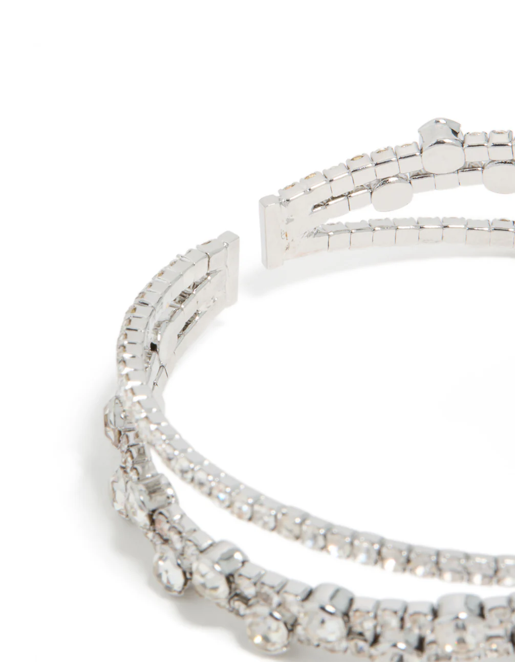 Silver Diamante Crossed Circle Wrist Cuff - Image 5