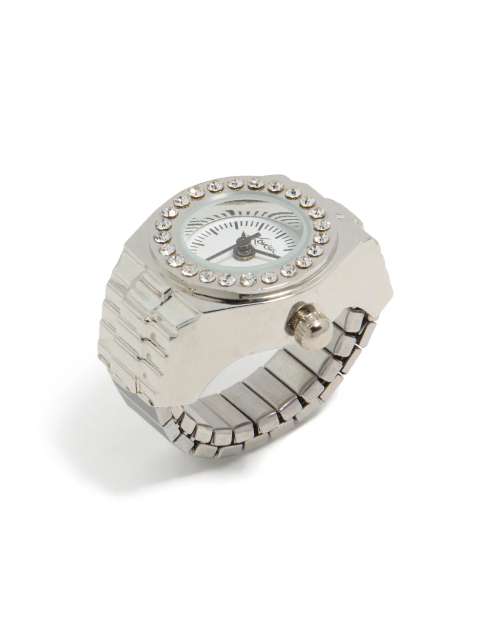 Silver Diamante Face Watch Ring - Image 3