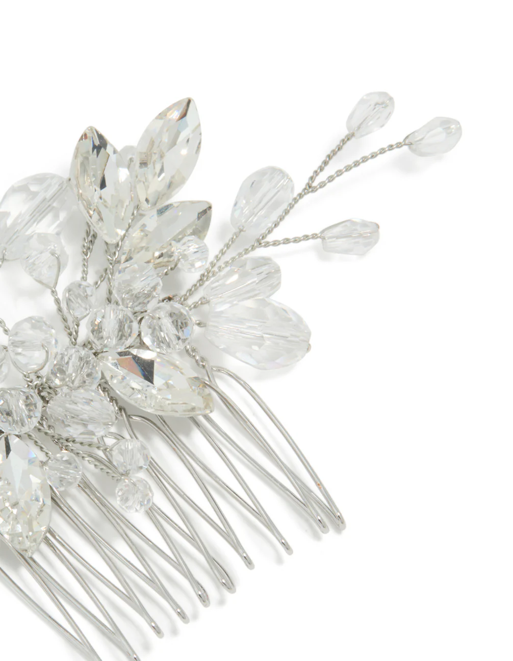 Silver Diamante Floral Vine Hair Comb - Image 3