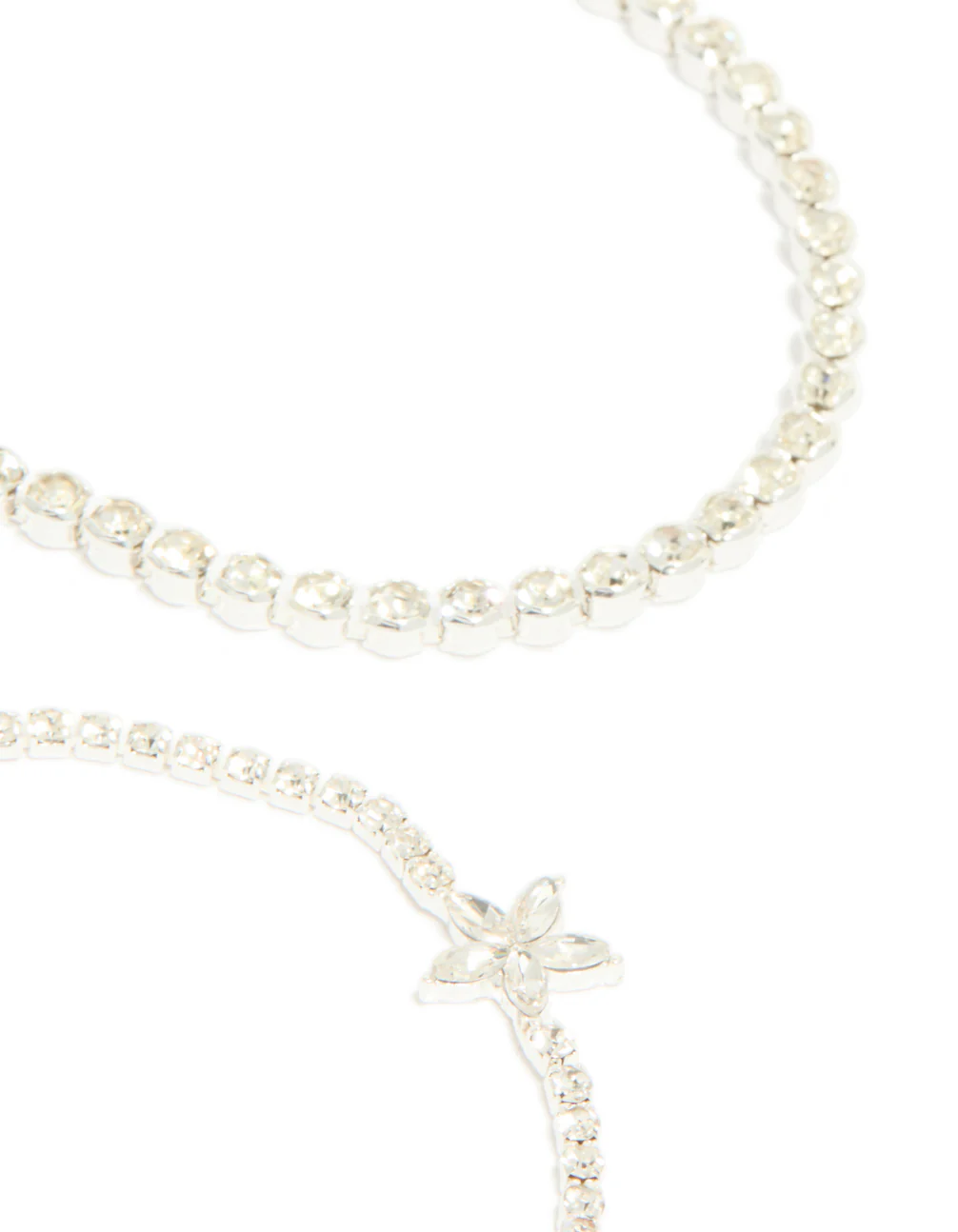Silver Diamante Flower & Chain Bracelets 4-Pack - Image 3