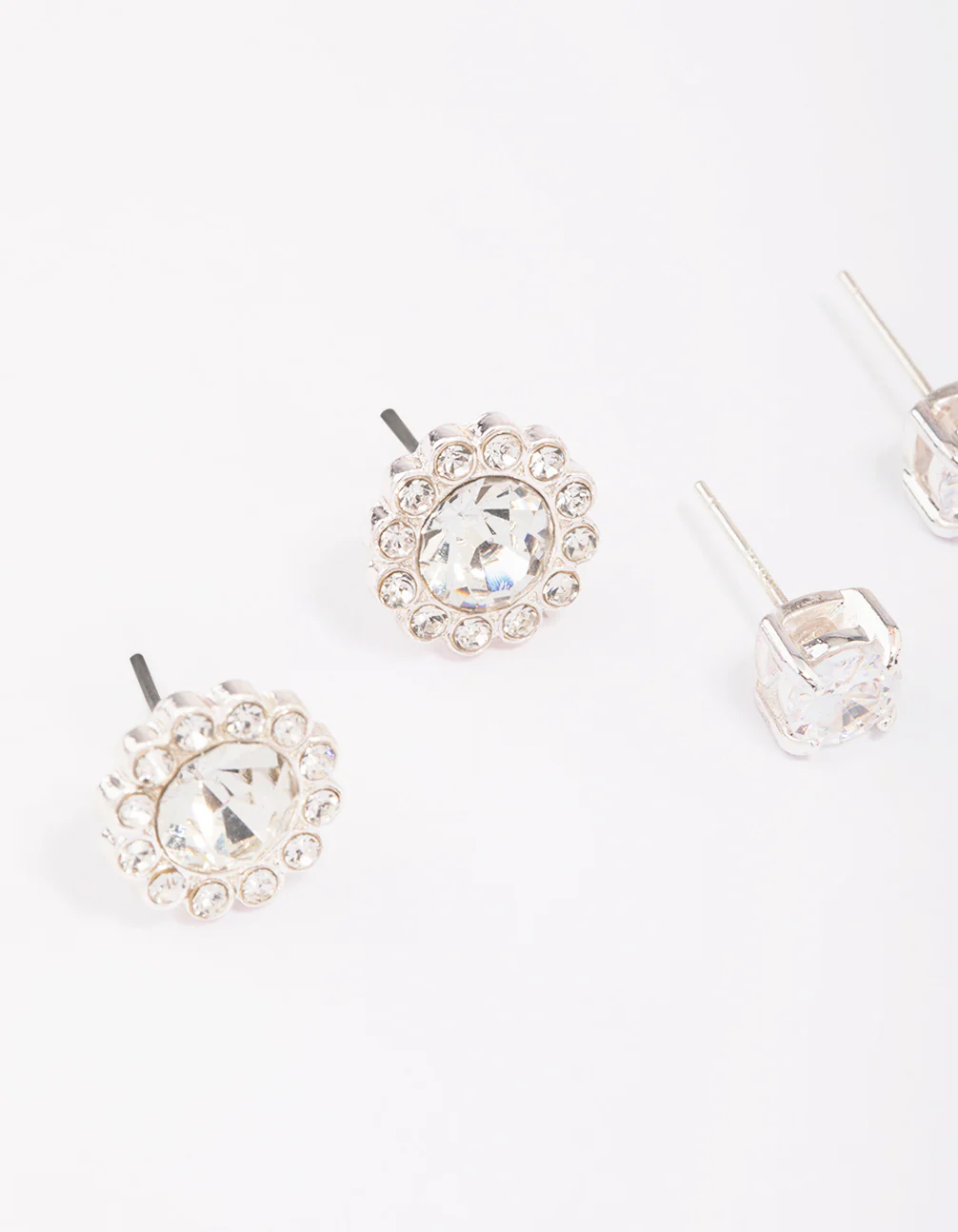 Silver Diamante Flower Stud Earring Pack - Image 3