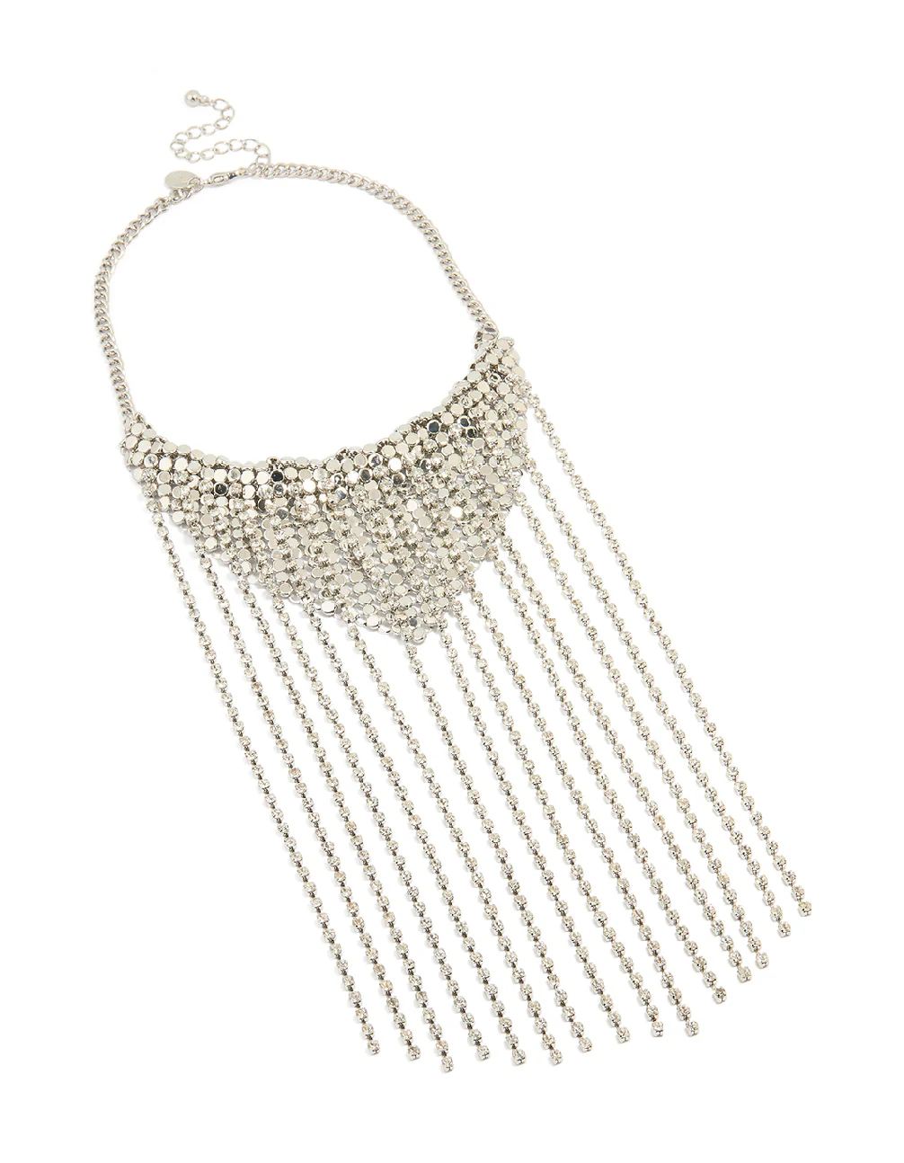 Silver Diamante Fringe Long Necklace - Image 2