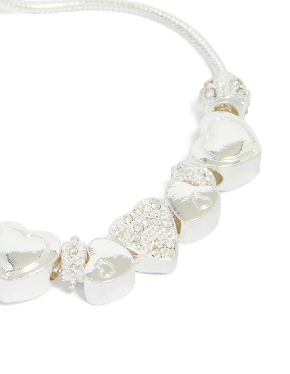 Silver Diamante Heart Charm Toggle Bracelet - Image 4