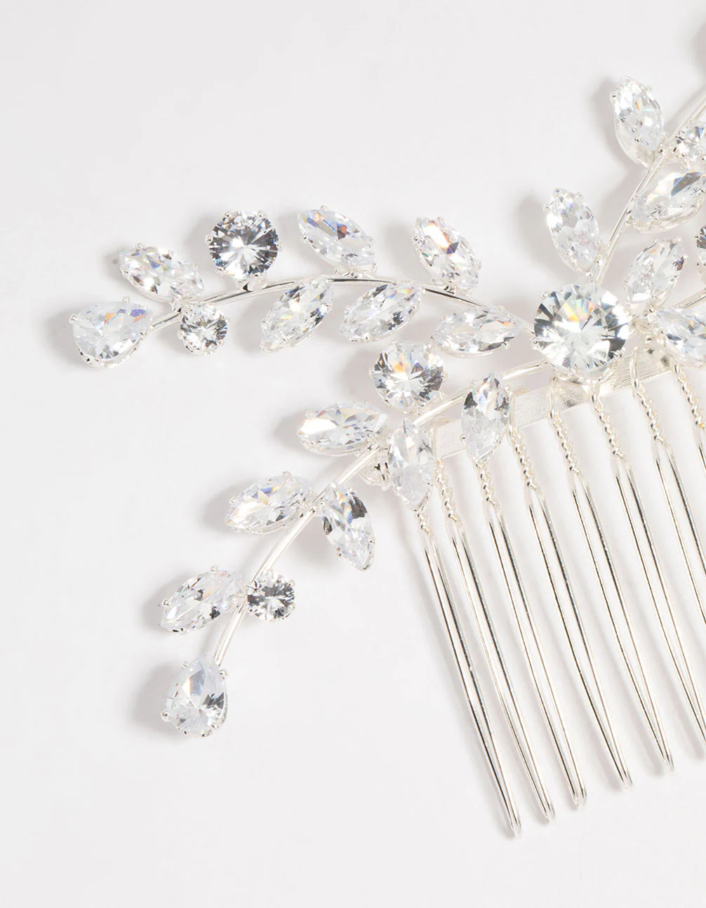 Silver Diamante Leaf Hair Comb - Image 2