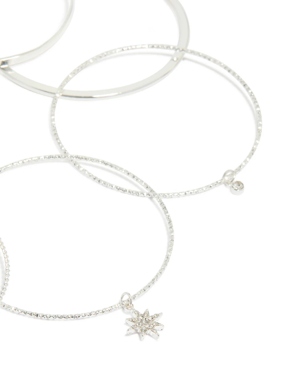 Silver Diamante Moon & Star Bangles 7-Pack - Image 3