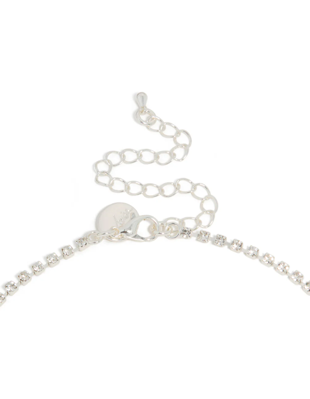 Silver Diamante Shiny Floral Necklace & Drop Earrings Set - Image 3
