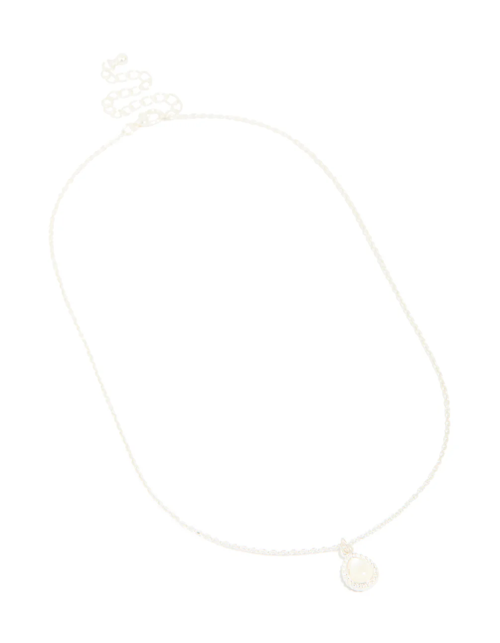 Silver Diamante Simple Teardrop Pendant Necklace - Image 2