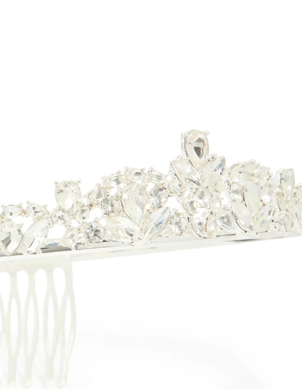 Silver Diamante Small Tiara Headband - Image 2